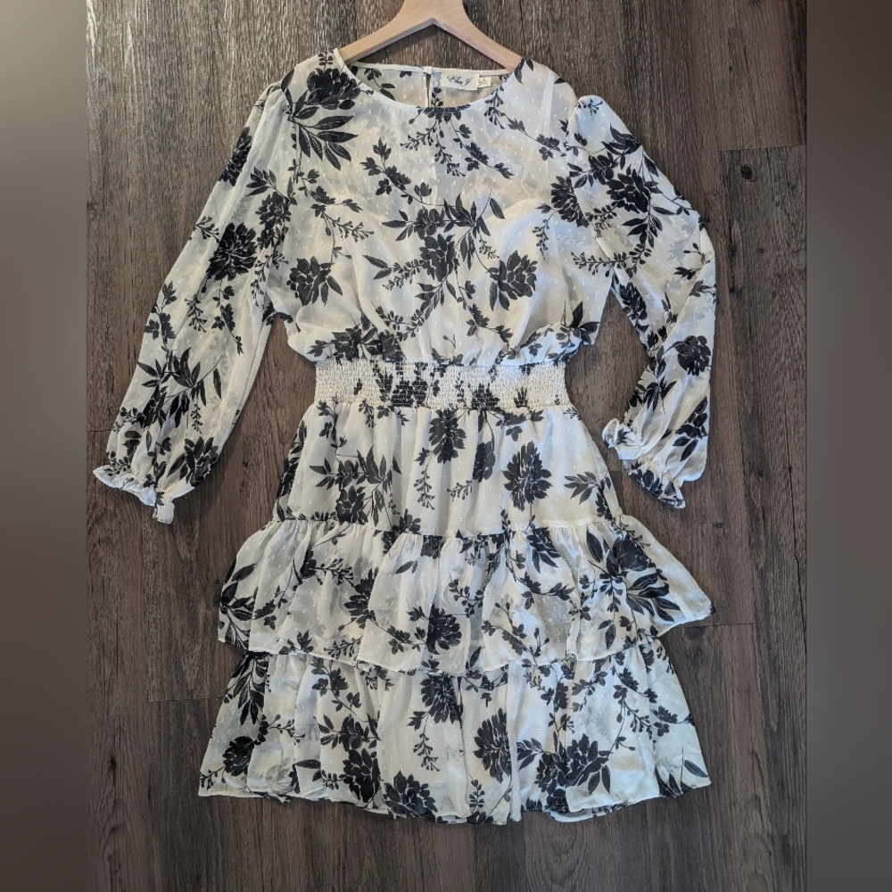 Eliza J Nordstrom's Floral Black and White Dress